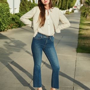 Express High Waisted Raw Hem Cropped Straight Jeans